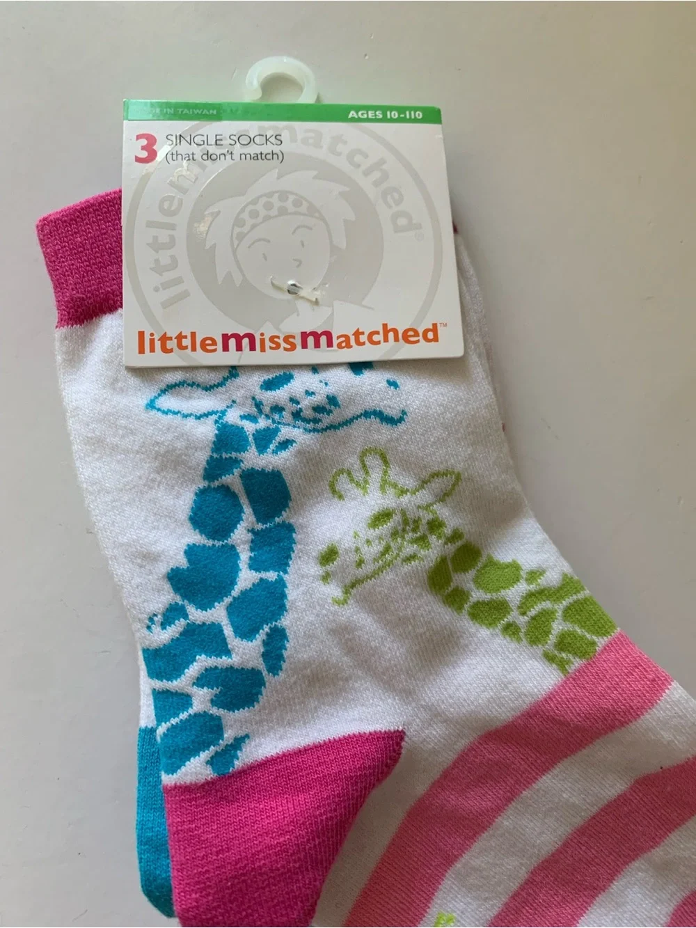 NWT LittleMissMatched Set of 3 Single Colorful Socks - Animals / Giraffe / Zebra